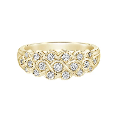 14K Yellow Gold Prong-set diamond band curves