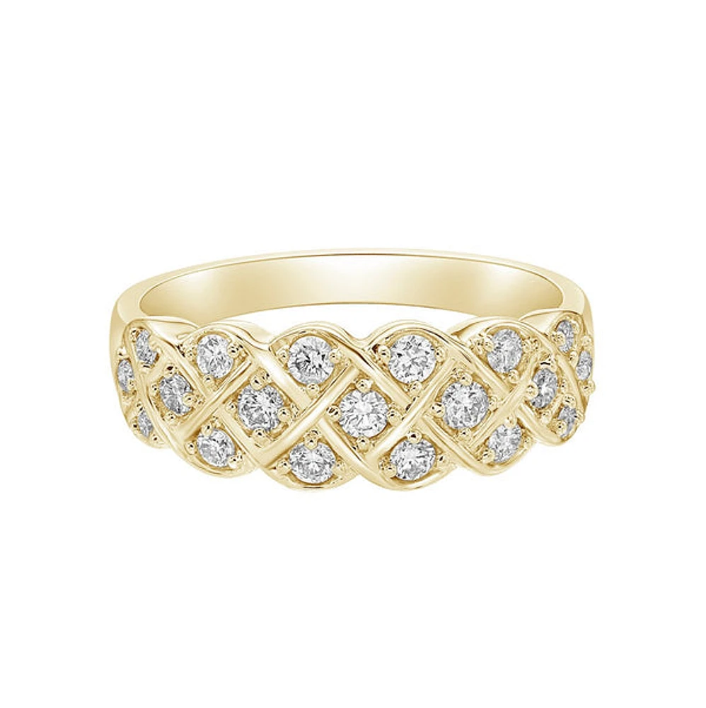 14K Yellow Gold Prong-set diamond band lines