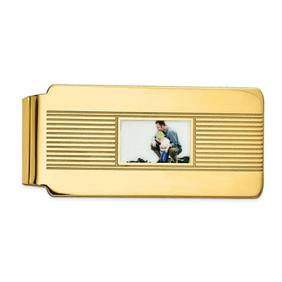 925 Sterling Silver/Yellow Gold-Plated Money Clip 54mm x 25mm, Personalized with Photo - MADE TO ORDER