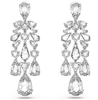 Swarovski Mesmera clip earrings, Mixed cuts, Chandelier, White, Rhodium plated 5661691 - Discontinued