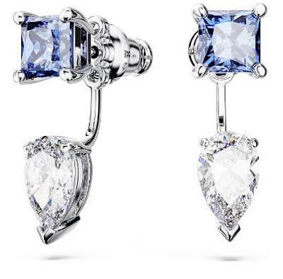 Swarovski Mesmera earring jackets, Mixed cuts, Detachable, Blue, Rhodium plated 5665767