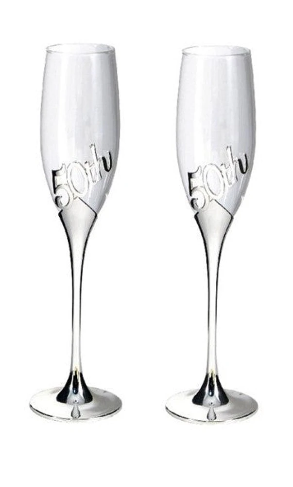 2 Pieces 50th Champagne Flutes - SE2550