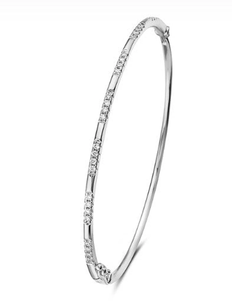 14K White Gold Diamond Bangle