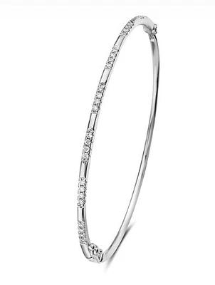 14K White Gold Diamond Bangle