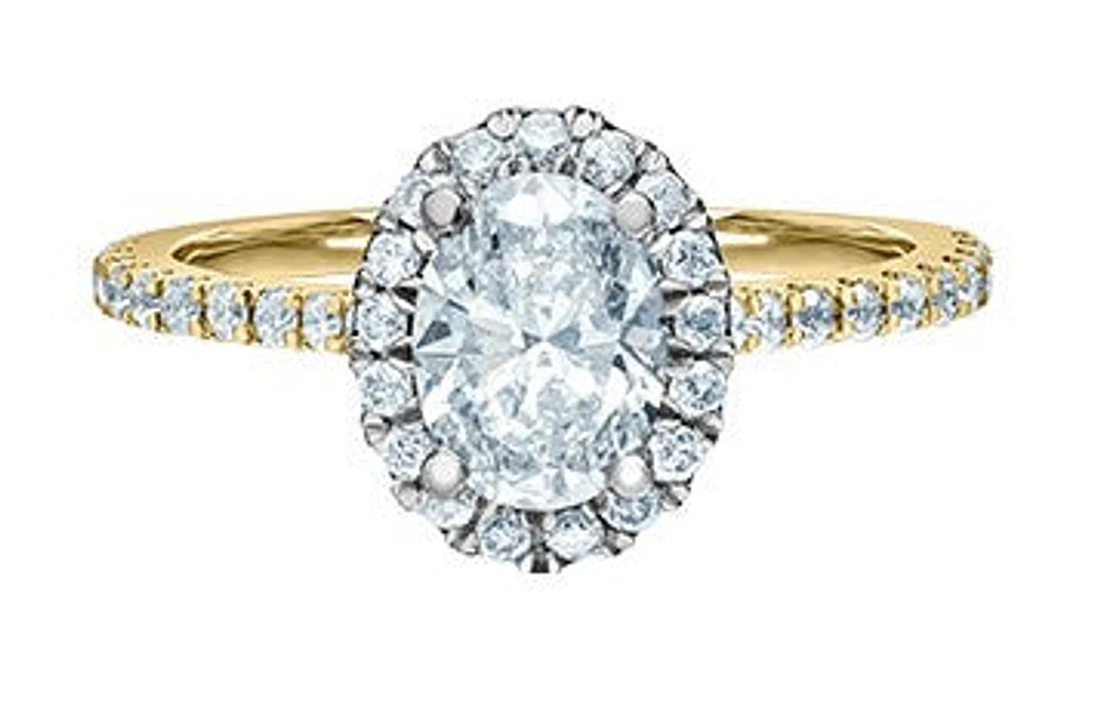 14K Yellow and White Gold 1.01cttw Oval Lab Grown Diamond Engagement Ring
