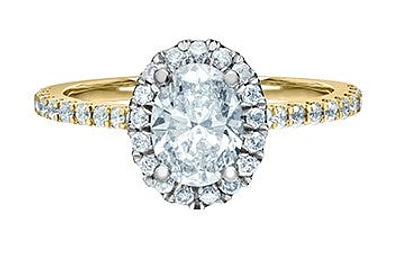 14K Yellow and White Gold 1.01cttw Oval Lab Grown Diamond Engagement Ring