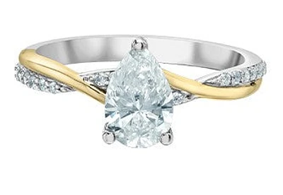 14K Yellow and White Gold 1.01cttw Pear Lab Grown Diamond Engagement Ring