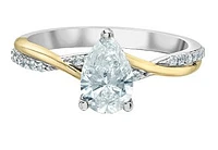 14K Yellow and White Gold 1.01cttw Pear Lab Grown Diamond Engagement Ring