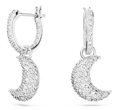 Swarovski Luna drop earrings, Moon, White, Rhodium plated 5666157
