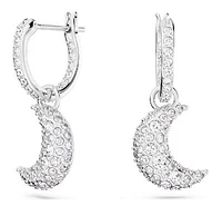 Swarovski Luna drop earrings, Moon, White, Rhodium plated 5666157