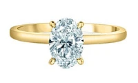 14K Yellow Gold 1.03Cttw Lab Grown Oval Cut Diamond Engagement Ring With Hidden Halo - / White