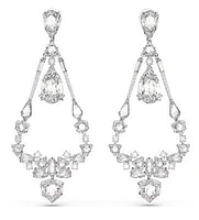 Swarovski Mesmera clip earrings, Mixed cuts, Chandelier, Long, White, Rhodium plated - 5665827 - Discontinued
