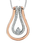 10K Two Tone Rose and White Gold 0.20cttw Diamond Pendant, 18"