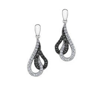 10K White Gold 0.33 cttw Black Diamond Earrings