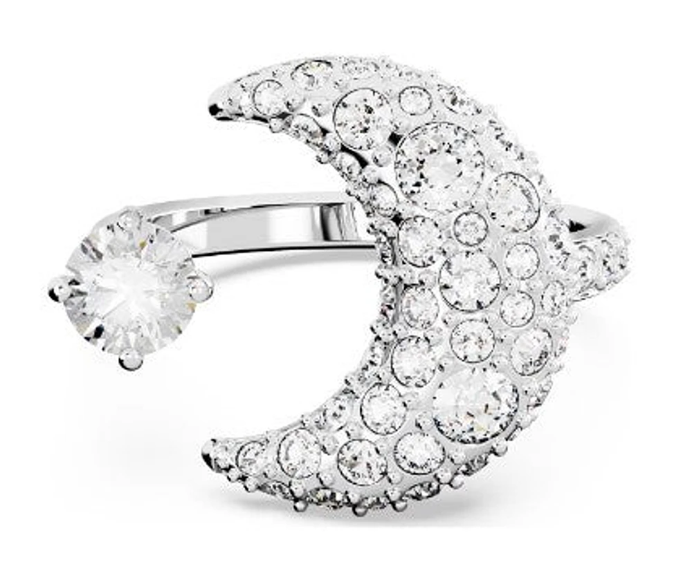 Swarovski Luna open ring, Moon, White, Rhodium plated 5677139