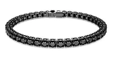 Swarovski Matrix Tennis bracelet, Round cut, Black, Ruthenium plated 5664196 - Discontinued