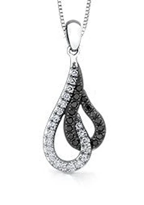 10K White Gold 0.25 cttw Diamond Pendant, 18"
