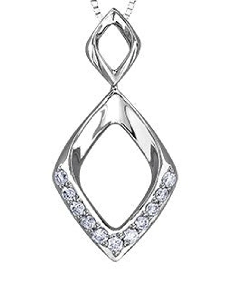 10K White Gold 0.11cttw Diamond Pendant, 18"