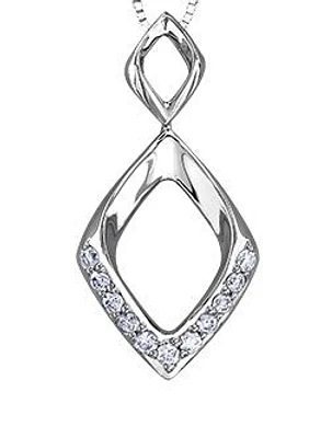 10K White Gold 0.11cttw Diamond Pendant, 18"