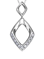 10K White Gold 0.11cttw Diamond Pendant, 18"