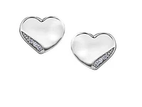 10K White Gold 0.024 cttw Diamond Heart Earrings