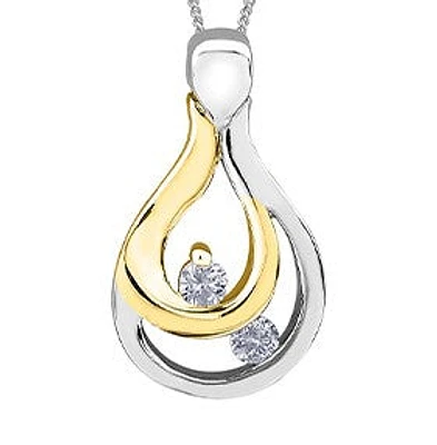 10K White and Yellow Gold 0.05 cttw Diamond Pendant, 18"