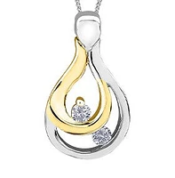 10K White and Yellow Gold 0.05 cttw Diamond Pendant, 18"