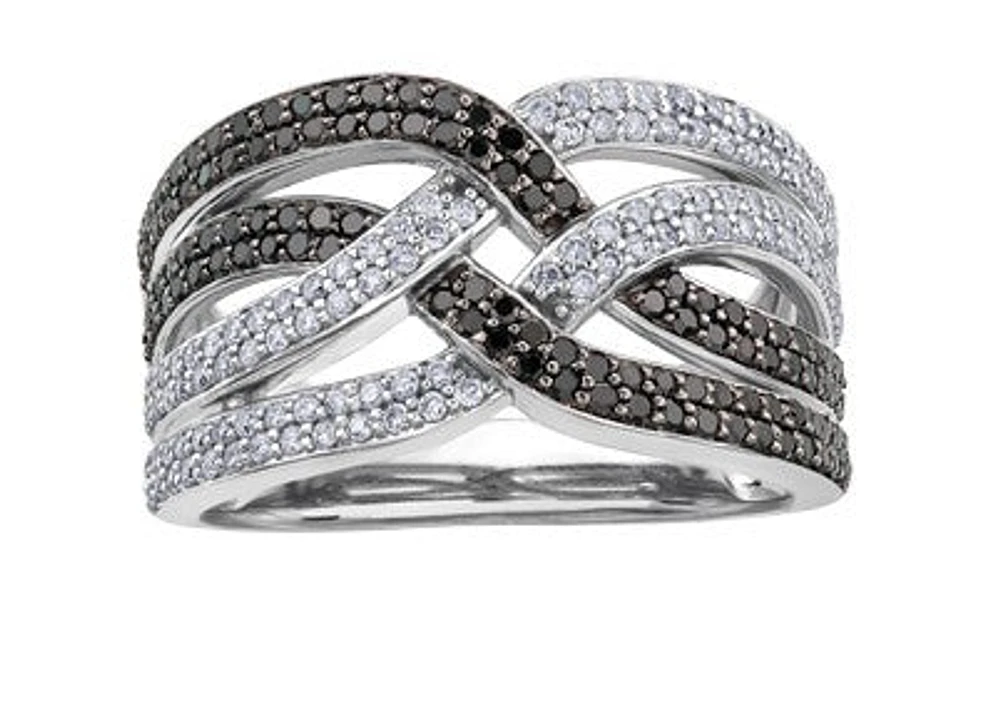 10K White Gold 0.80 cttw Black Diamond Ring