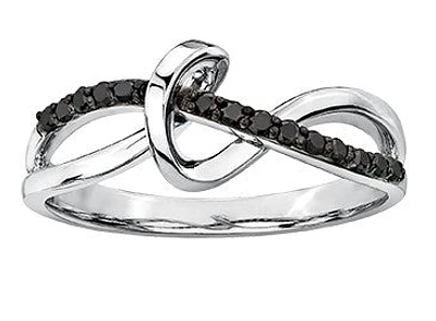 10K White Gold 0.15 cttw Black Diamond Ring