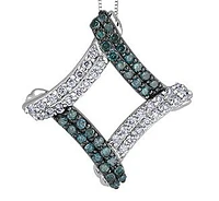 10K White Gold cttw Blue Diamond Pendant