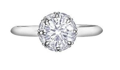 14K White Gold 1.90 cttw Lab Grown Diamond Solitare with Halo - /