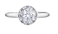 14K White Gold 1.90 cttw Lab Grown Diamond Solitare with Halo - /