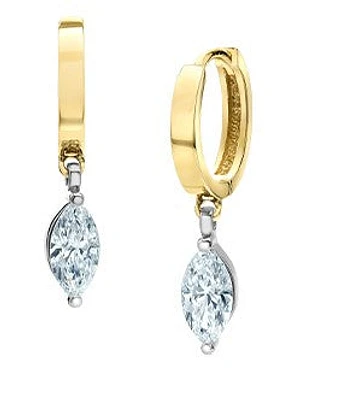 14K Yellow and White Gold 1.03 cttw Lab Grown Diamond Marquise Earrings