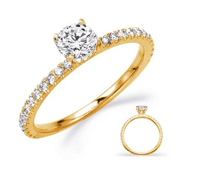 14K Yellow and White Gold Round Cut Diamond Mount