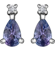 10K White Gold 0.40 cttw Genuine Tanzanite & 0.02 cttw Diamond Earrings