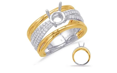 14K Yellow and White Gold Round Diamond Mount - Only (No centre diamond) /