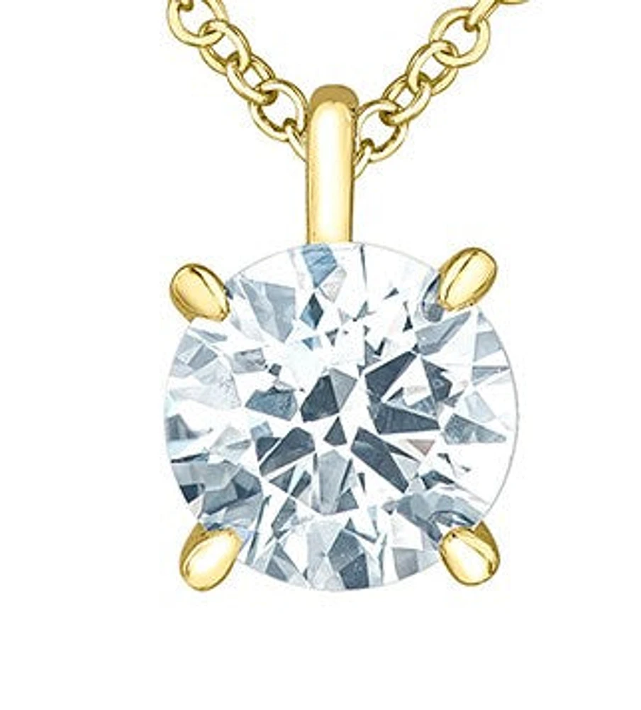 14K Yellow Gold Lab Grown 0.52cttw Round Brilliant Cut Diamond Claw Set Pendant