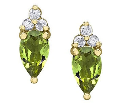 10K Yellow Gold Peridot and Diamond Earrings
