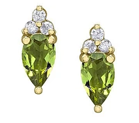 10K Yellow Gold Peridot and Diamond Earrings