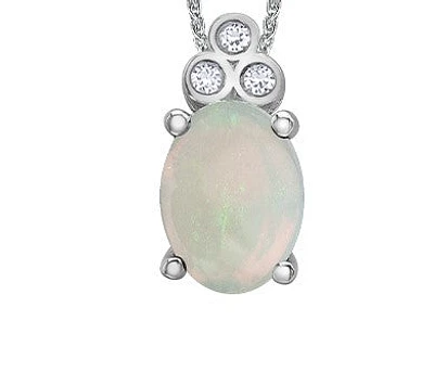 10K Gold Opal and Diamond Pendant