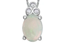 10K Gold Opal and Diamond Pendant