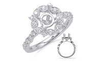 14K Round Brilliant Cut Halo Diamond Ring