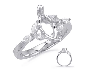 14K Marquise Cut Diamond Ring - Mount Only (No centre diamond) / Gold