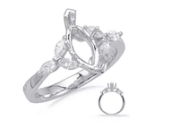 14K Marquise Cut Diamond Ring - Mount Only (No centre diamond) / Gold