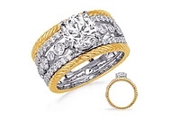 14K White & Yellow Round Brilliant Cut Diamond Ring - Mount Only (No centre diamond) / Gold