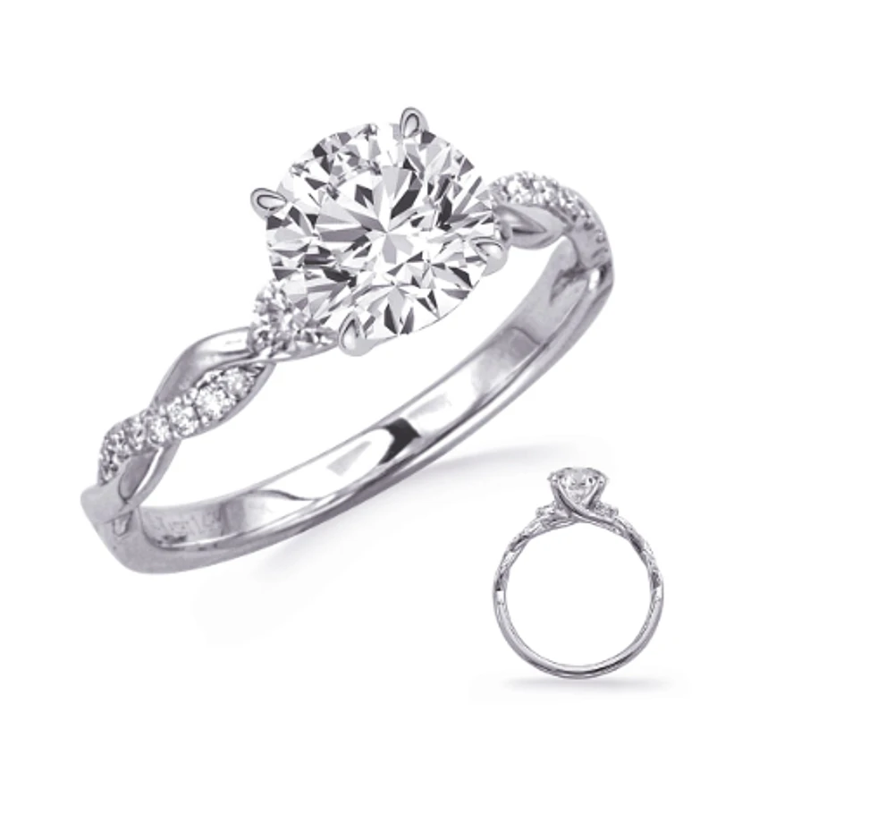 14K Round Brilliant Cut Diamond Ring - Mount Only (No centre diamond) / Gold