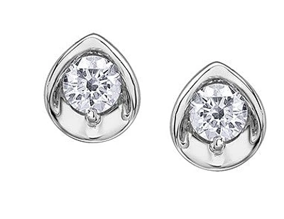 10K White Gold 0.15cttw Round Brilliant Cut Canadian Diamond Earrings