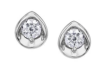 10K White Gold 0.15cttw Round Brilliant Cut Canadian Diamond Earrings