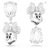 Swarovski Disney Minnie Mouse drop earrings Asymmetrical design, White, Rhodium plated  5668779 - Discontinued