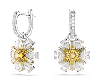 Swarovski - Idyllia drop earrings, Flower, Yellow, Rhodium plated - 5683243